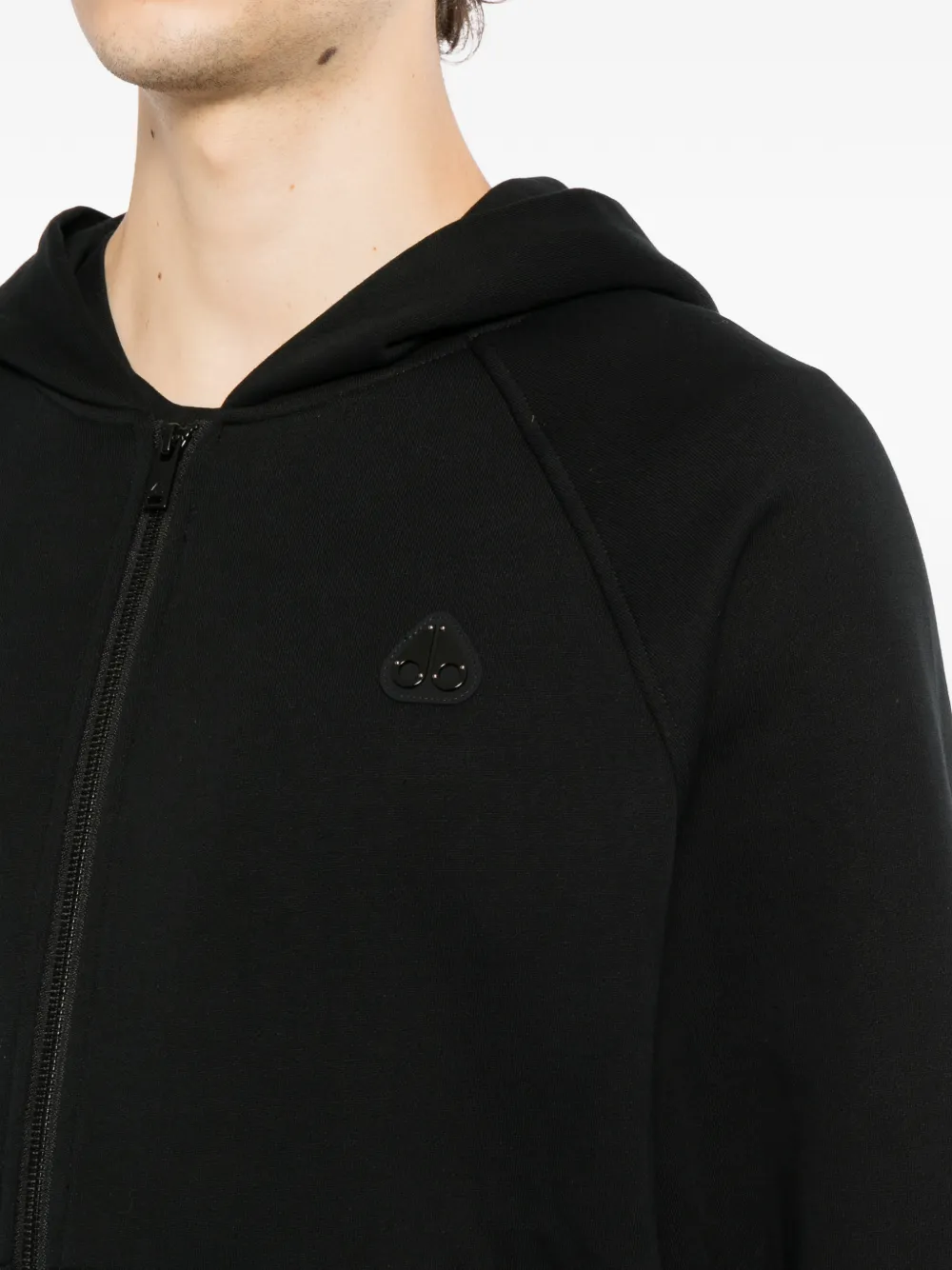 Moose Knuckles logo-patch zip-up hoodie Zwart