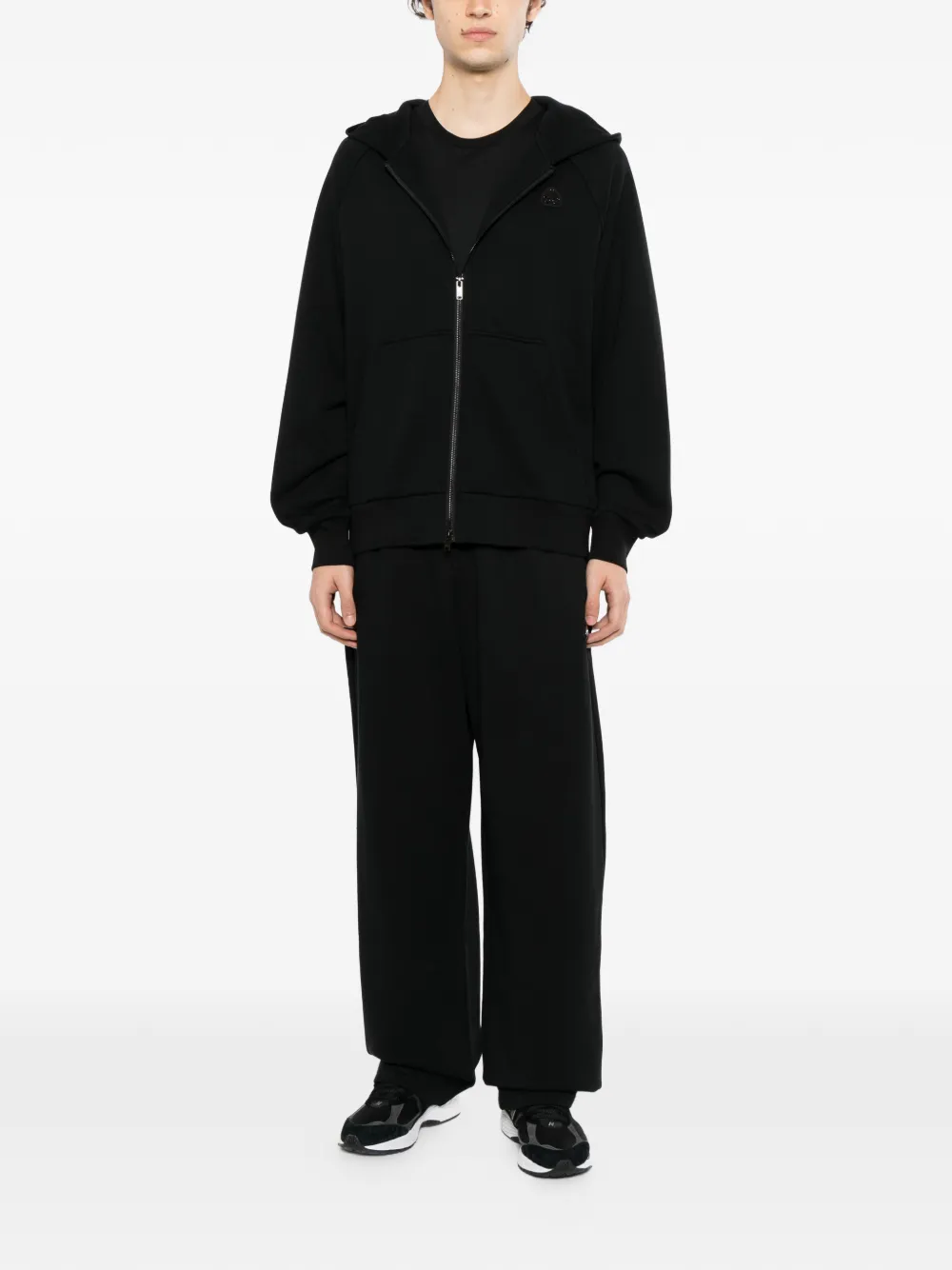 Moose Knuckles logo-patch zip-up hoodie Zwart