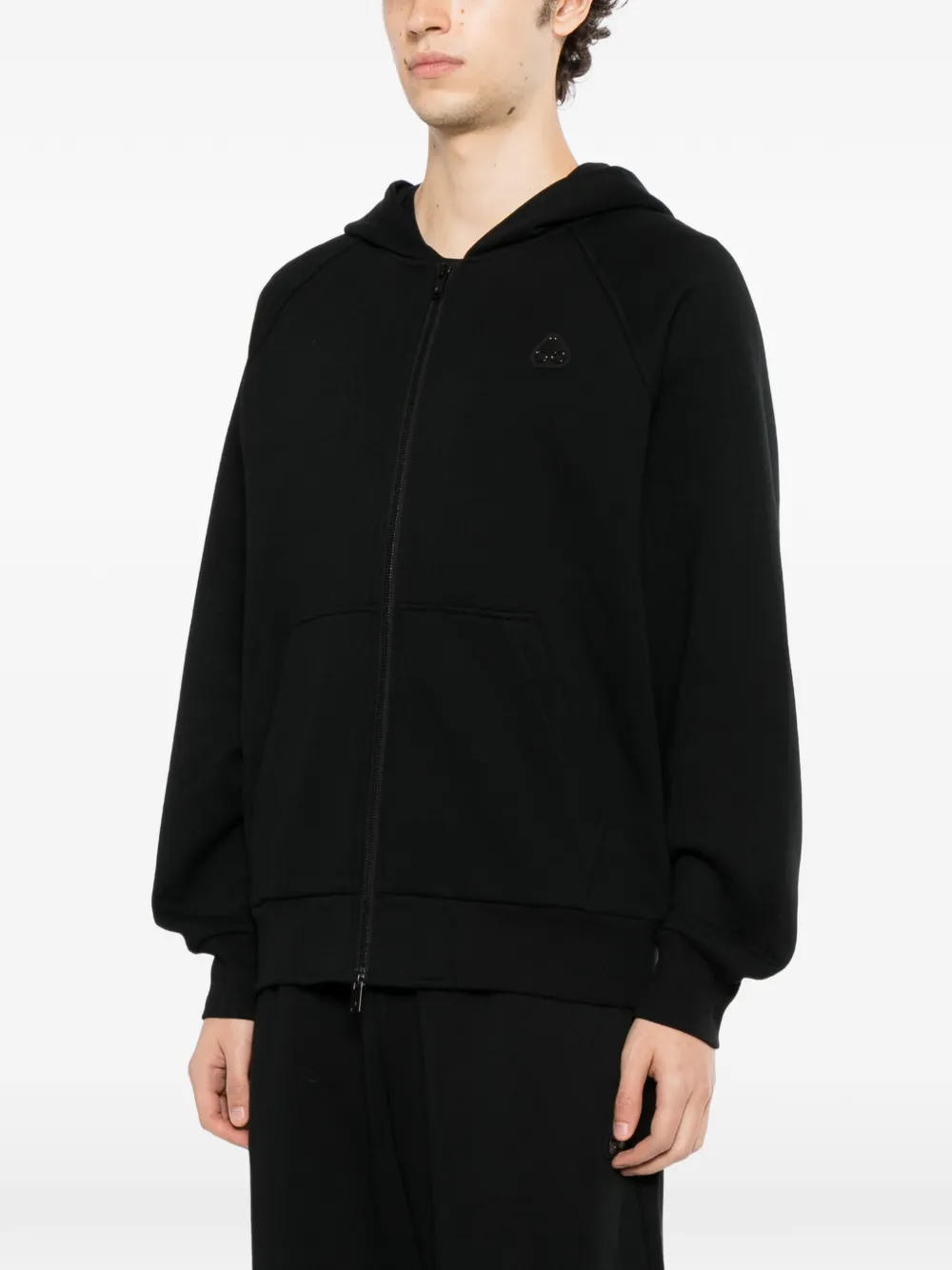 Moose Knuckles logo-patch zip-up hoodie Zwart