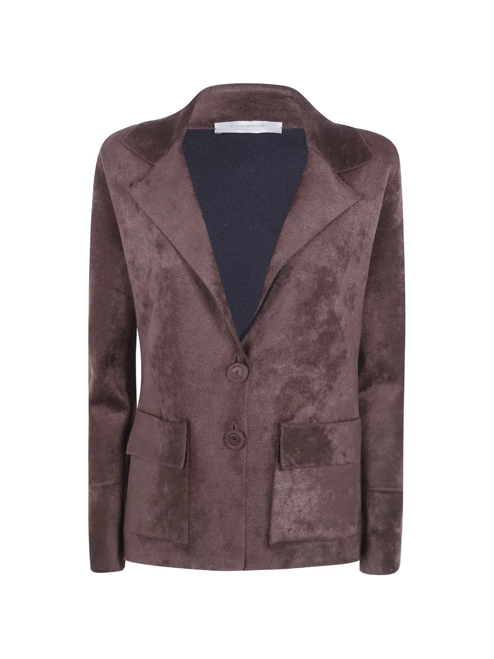 D.Exterior suede-effect button-up jacket - Braun
