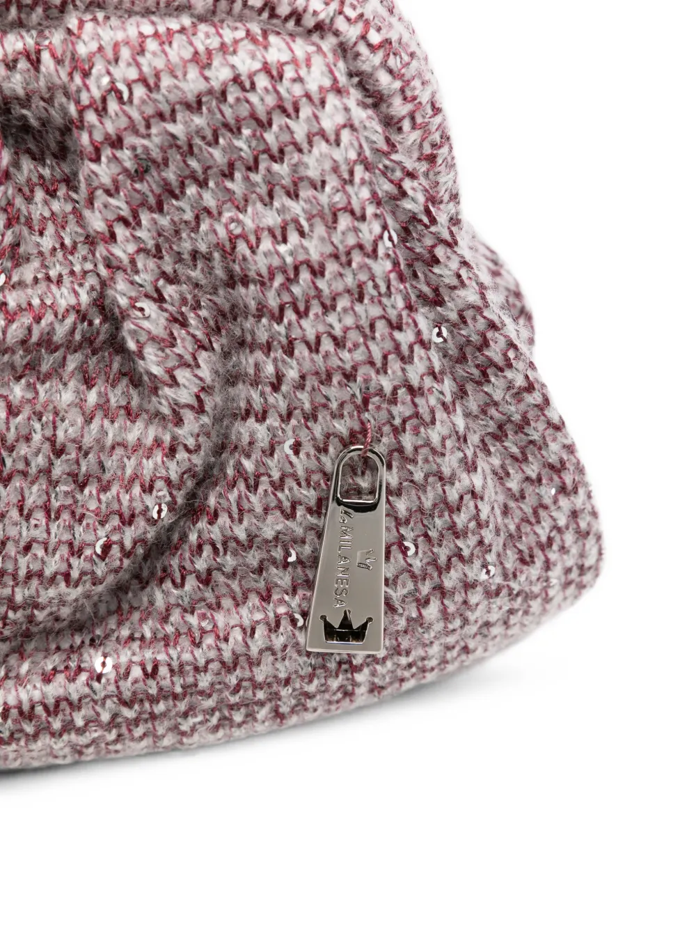 la milanesa Gebreide clutch met pailletten Roze