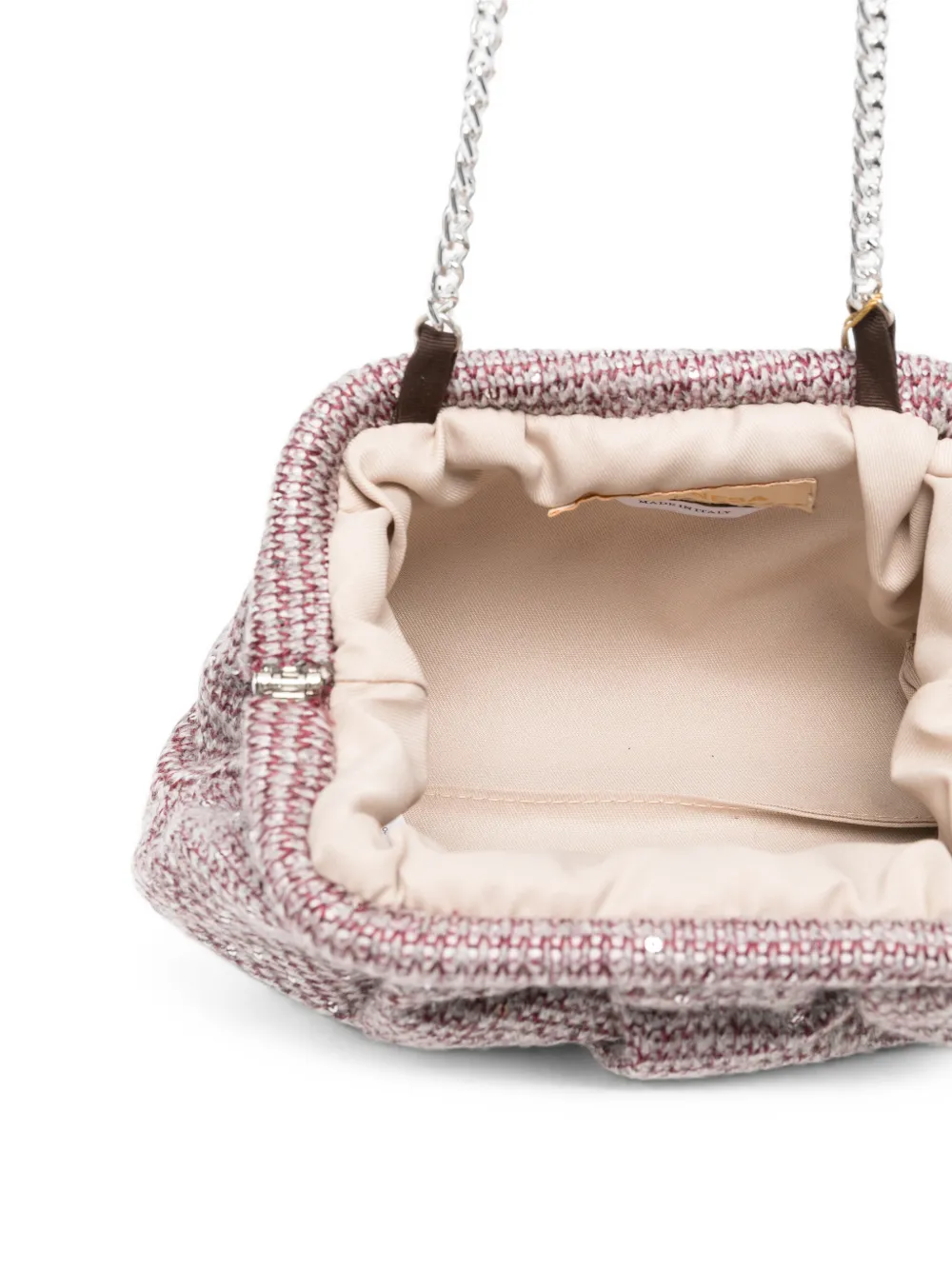 la milanesa Gebreide clutch met pailletten Roze