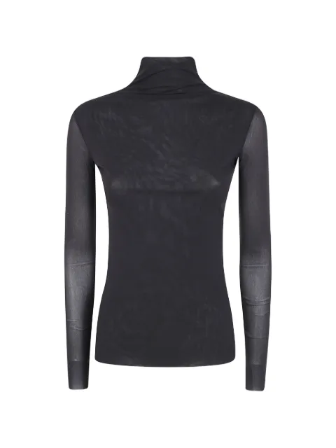 D.Exterior sheer high-neck top