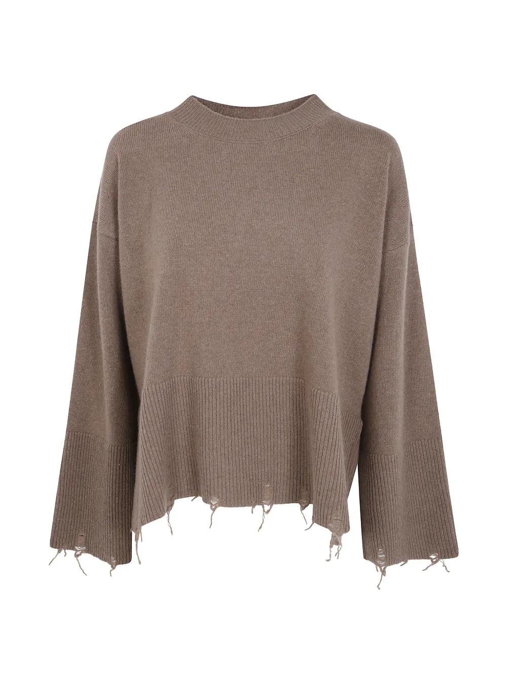 LABORATORIO CAPRI distressed-effect ribbed-trim sweater - Braun