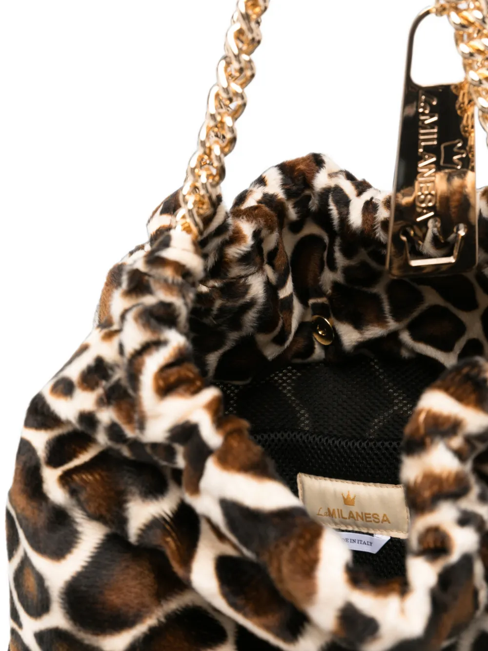 la milanesa shopper met schakels en giraffe-print Beige