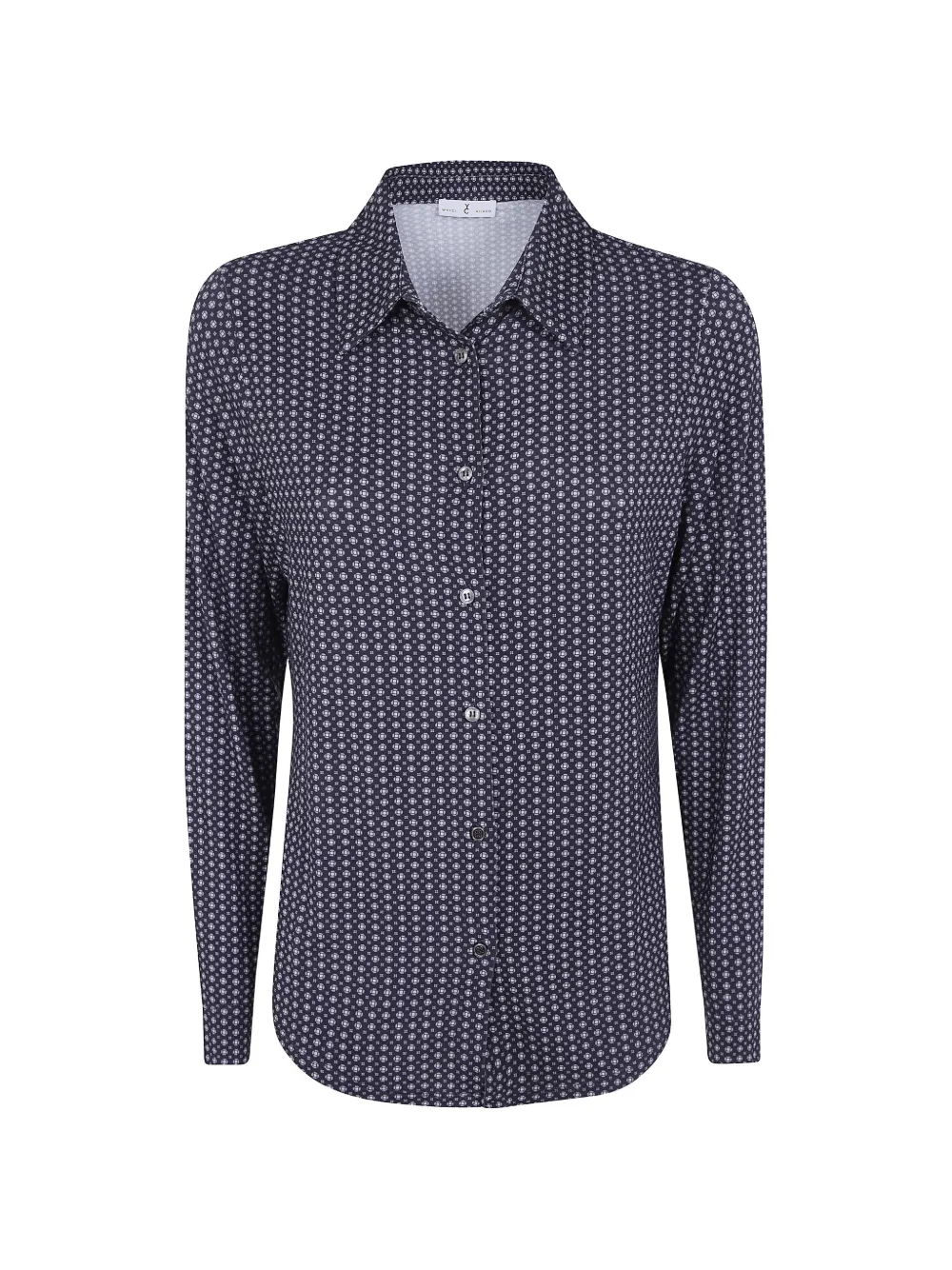 Why Ci geometric-print long-sleeve shirt - Blau