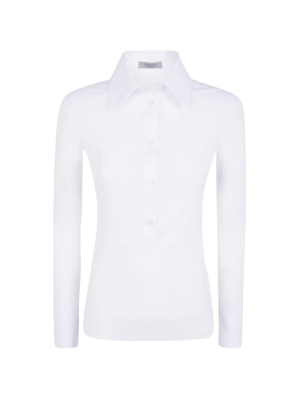 D.Exterior button-up long-sleeve polo top - Bianco