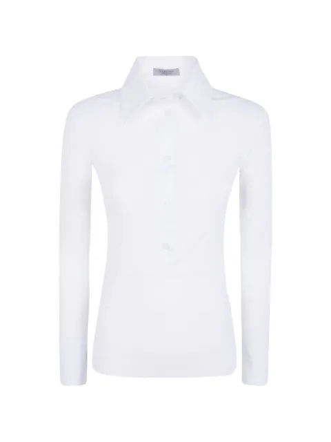 D.Exterior Blusa polo com mangas longas e abotoamento