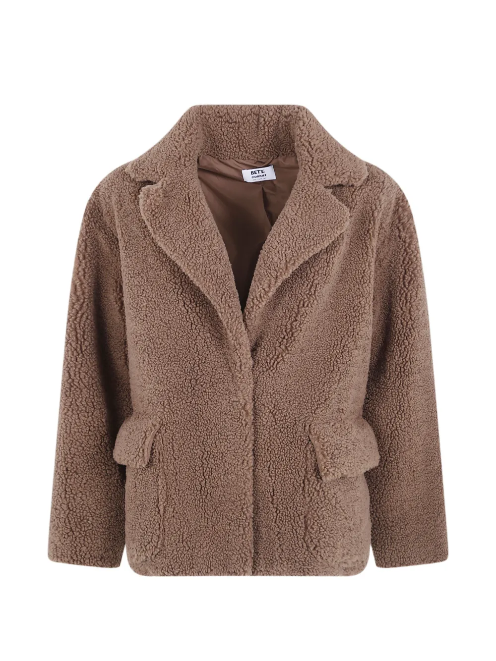 Betta Corradi teddy-texture notched-lapels coat