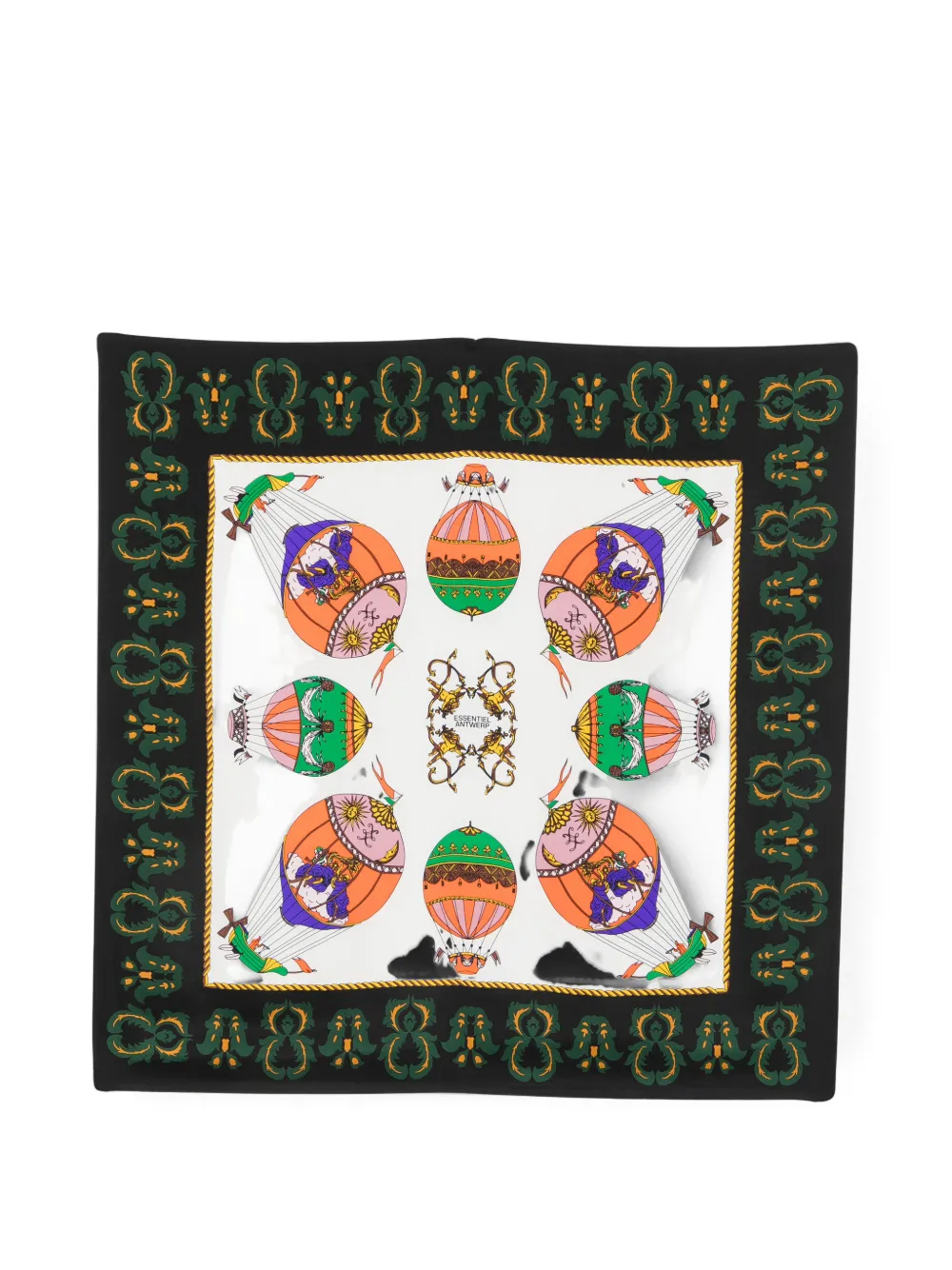 Essentiel Antwerp hot-air balloon-print silk scarf - Bianco