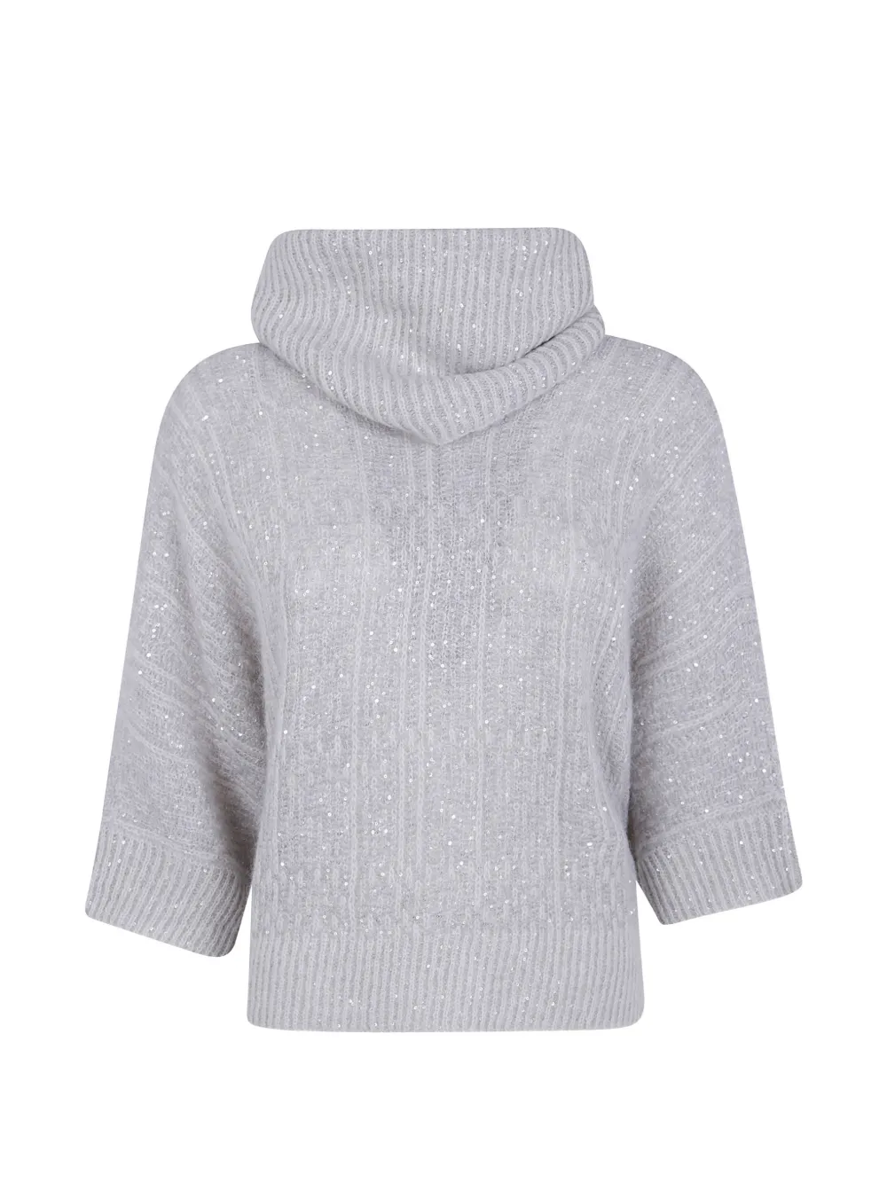 D.Exterior Pullover mit Wasserfallkragen und Pailletten - Grau