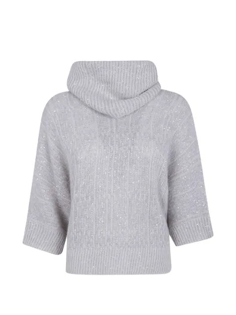 D.Exterior jersey con lentejuelas y cuello desbocado