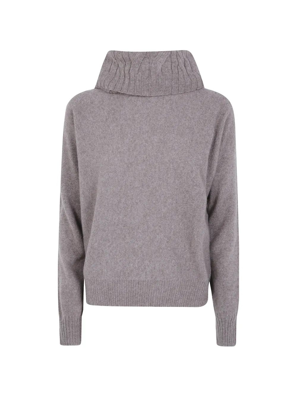 D.Exterior cable-knit roll-neck sweater - Braun