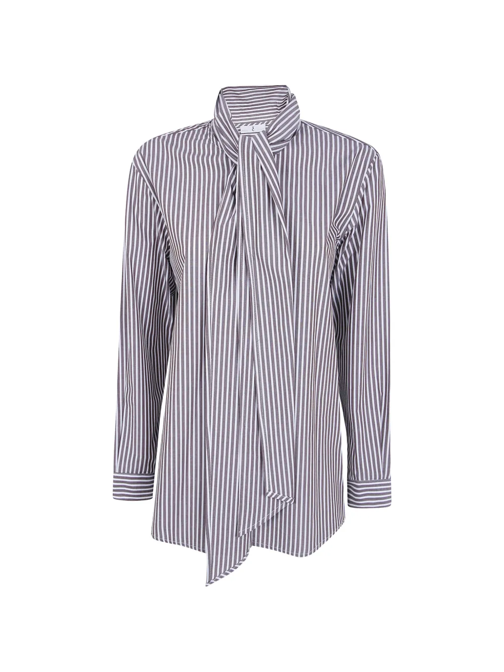 Why Ci striped pussy-bow shirt - Braun