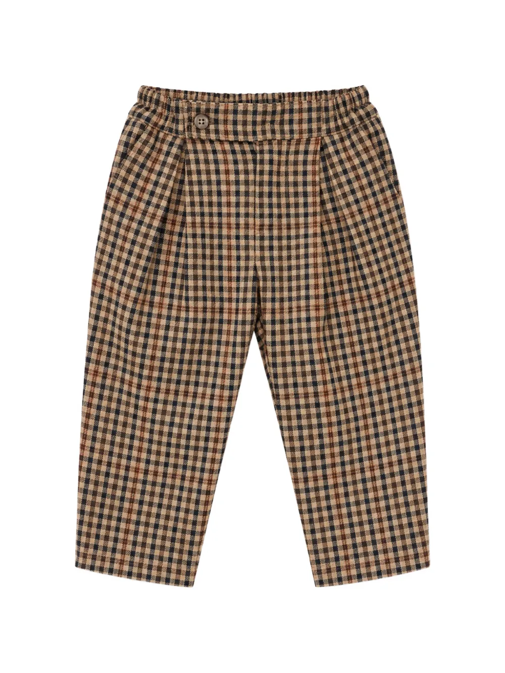 Miss Grant Kids check-pattern pleated trousers - Marrone