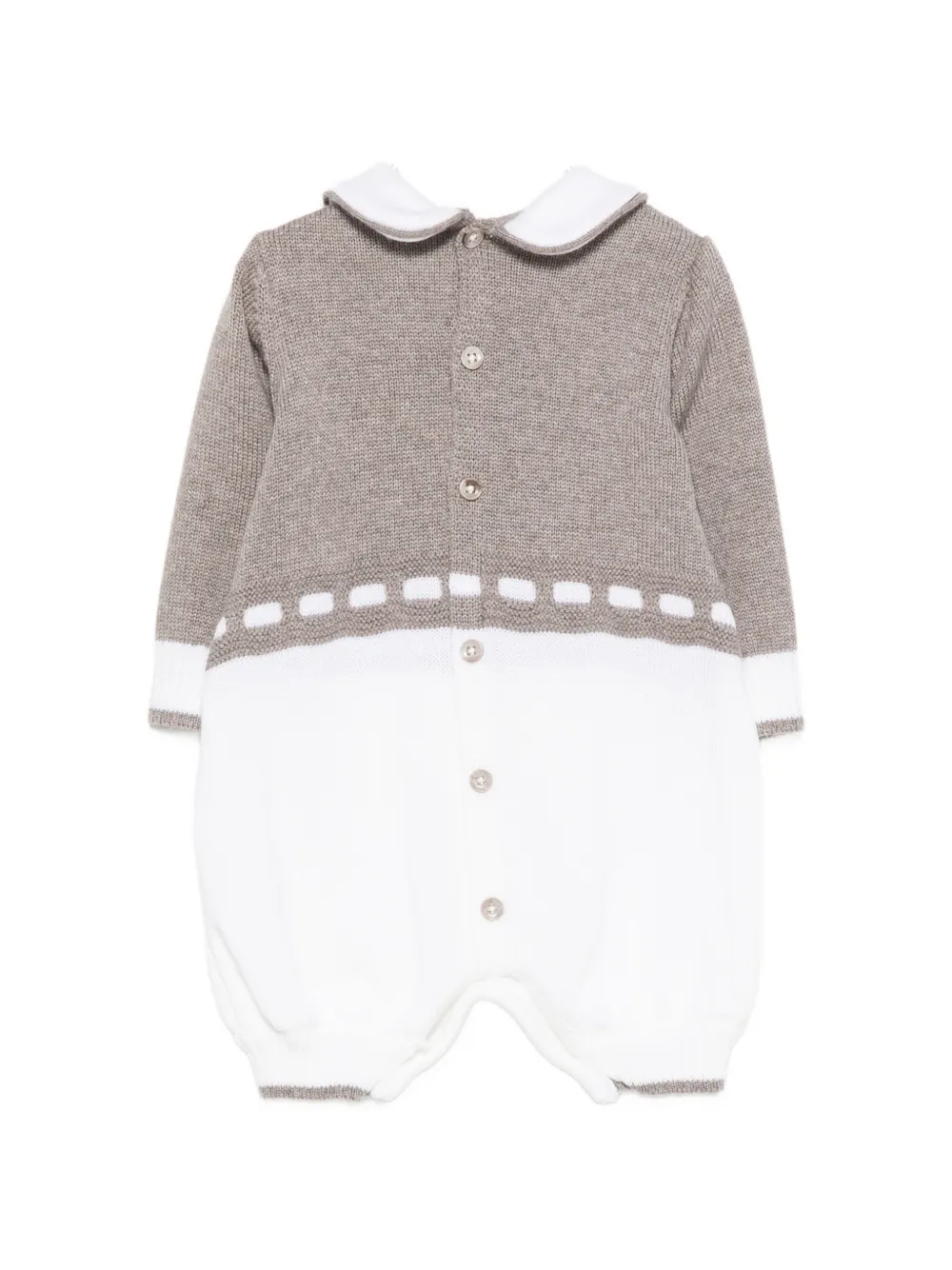 Colorichiari Romper met strikdetail en bloemapplicatie Beige
