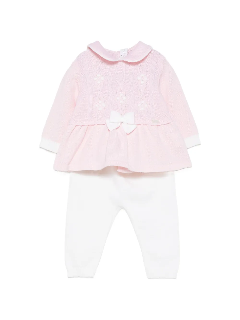 Colorichiari bow-detail cable-knit pajama two-piece set - Rosa