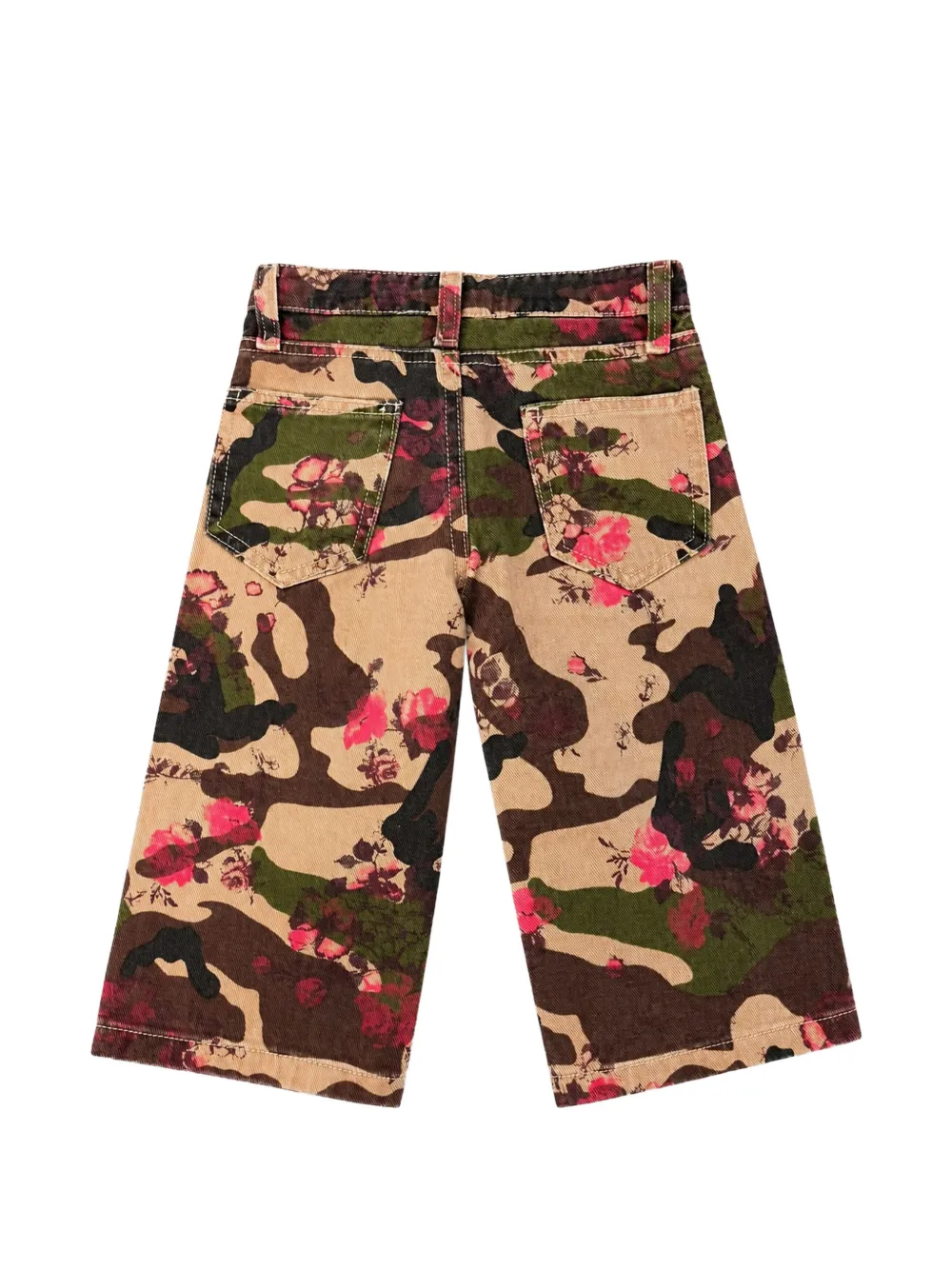 Miss Grant Kids Jeans met camouflageprint en bloemenprint Beige