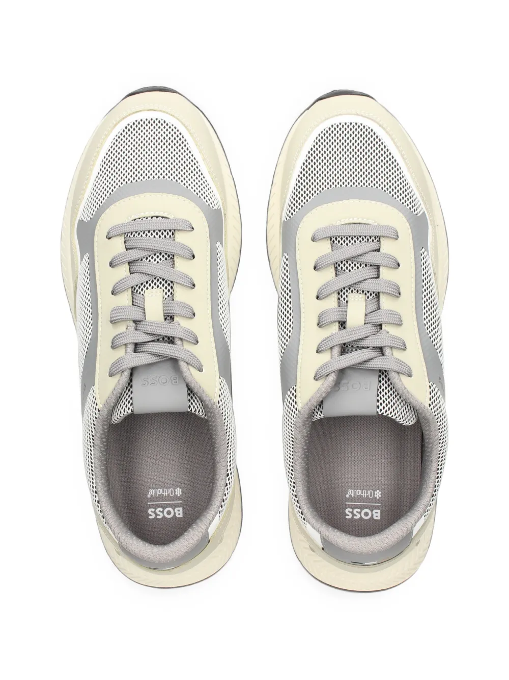 BOSS lace-up panelled sneakers Beige