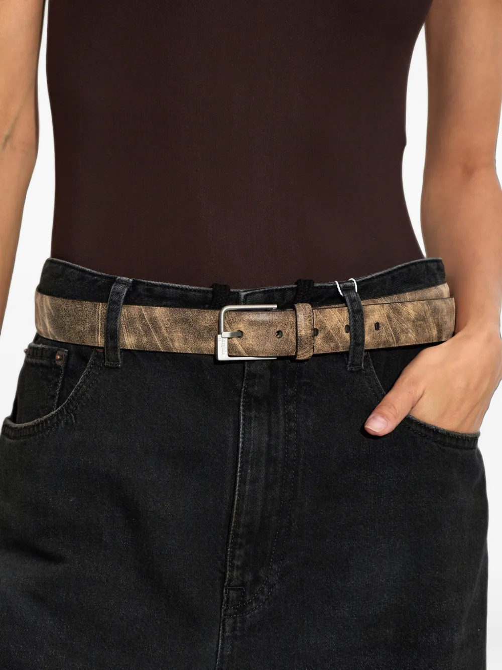 Maison Margiela Leren riem Bruin