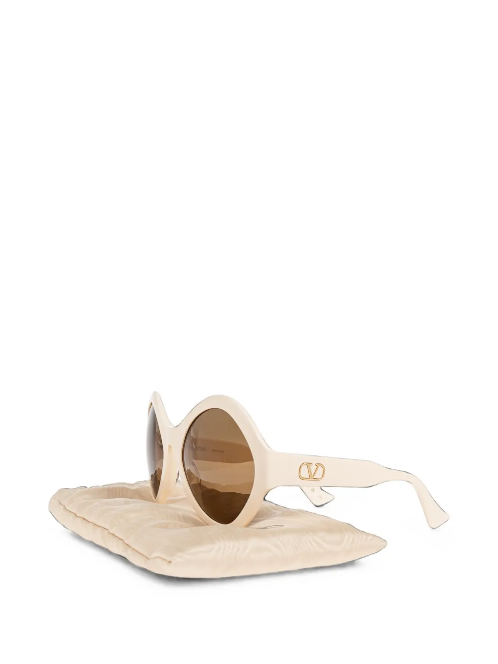 VALENTINO GARAVANI EYEWEAR VLogo zonnebril met oversized rond montuur Beige