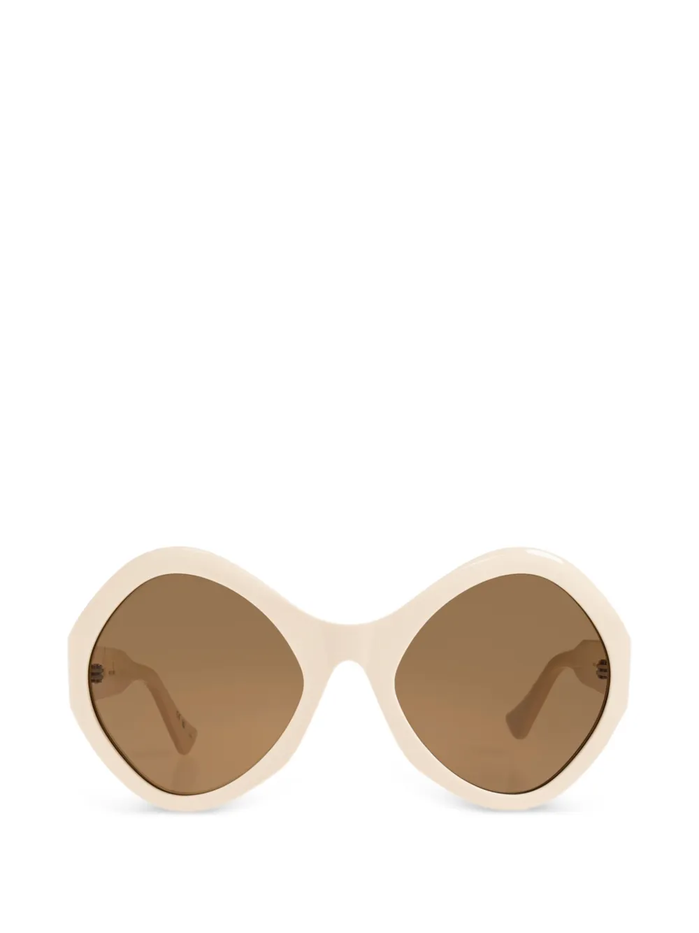 VALENTINO GARAVANI EYEWEAR VLogo zonnebril met oversized rond montuur Beige