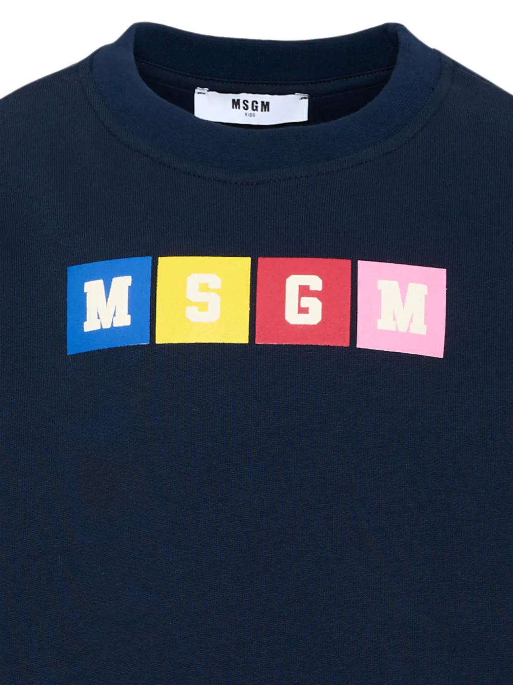 MSGM Kids Katoenen sweater met logoprint Blauw