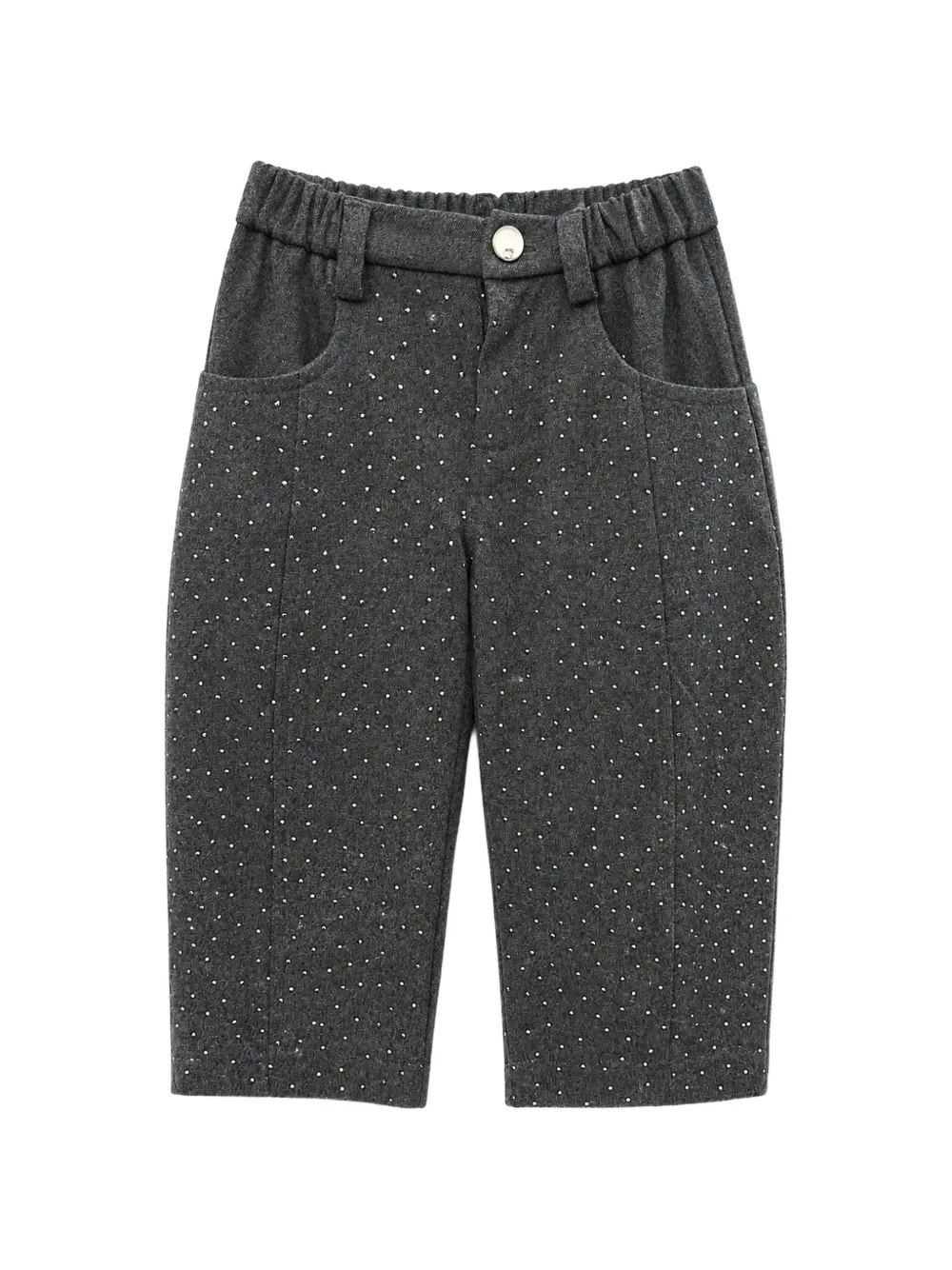 Miss Grant Kids rhinestone-embellished elasticated trousers - Grigio