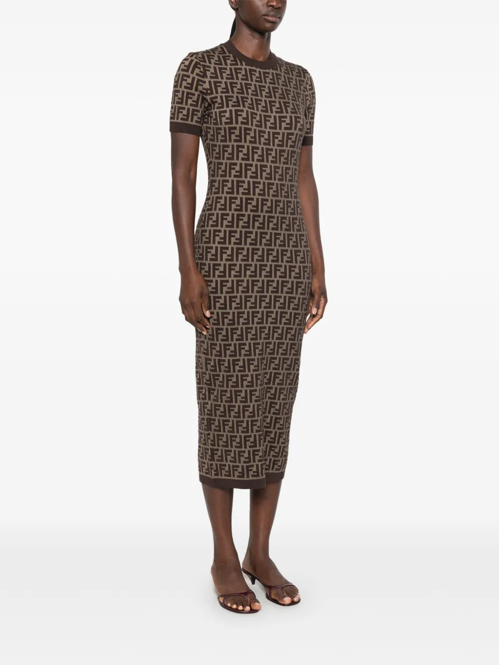 FENDI Midi-jurk Bruin
