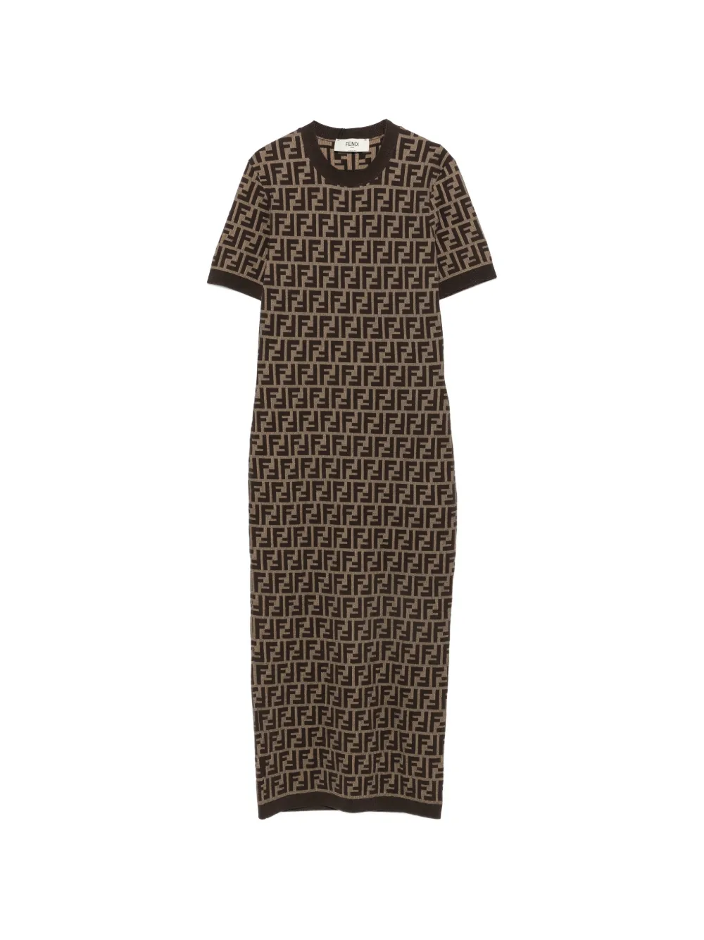 FENDI Abito midi con logo FF - Marrone