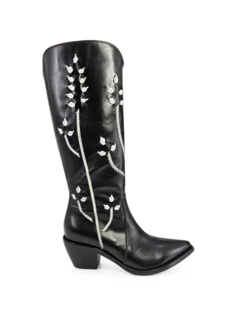 Madison Maison Tall floral-embroidered leather boots
