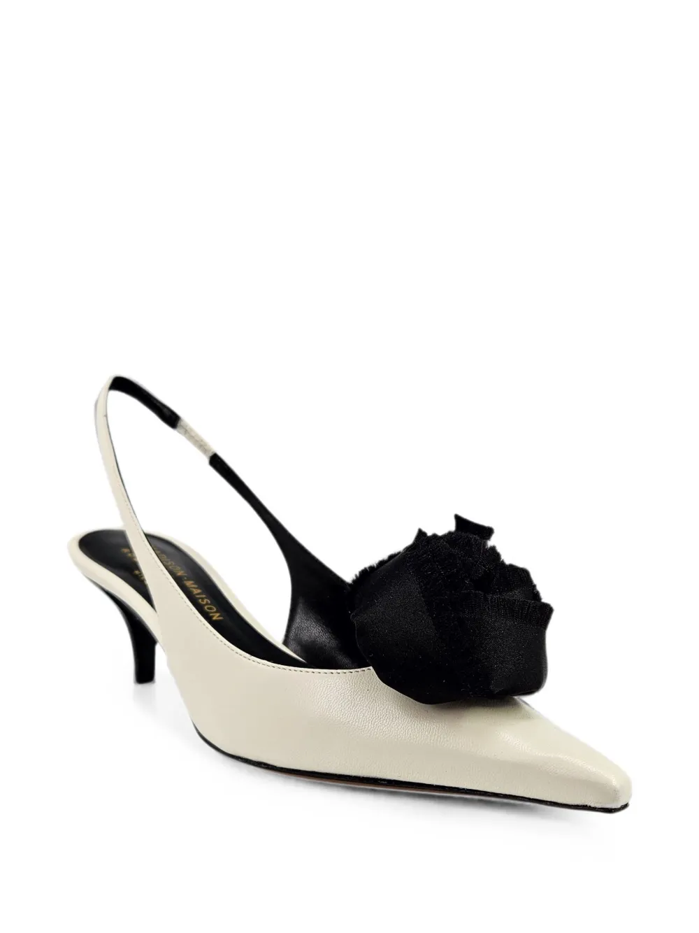 Madison.Maison Instinya leren slingback pumps verfraaid met bloemen Beige
