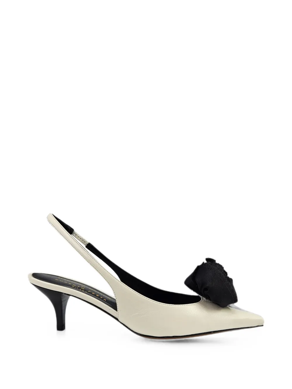 Madison.Maison Instinya flower-embellished leather slingback pumps Beige