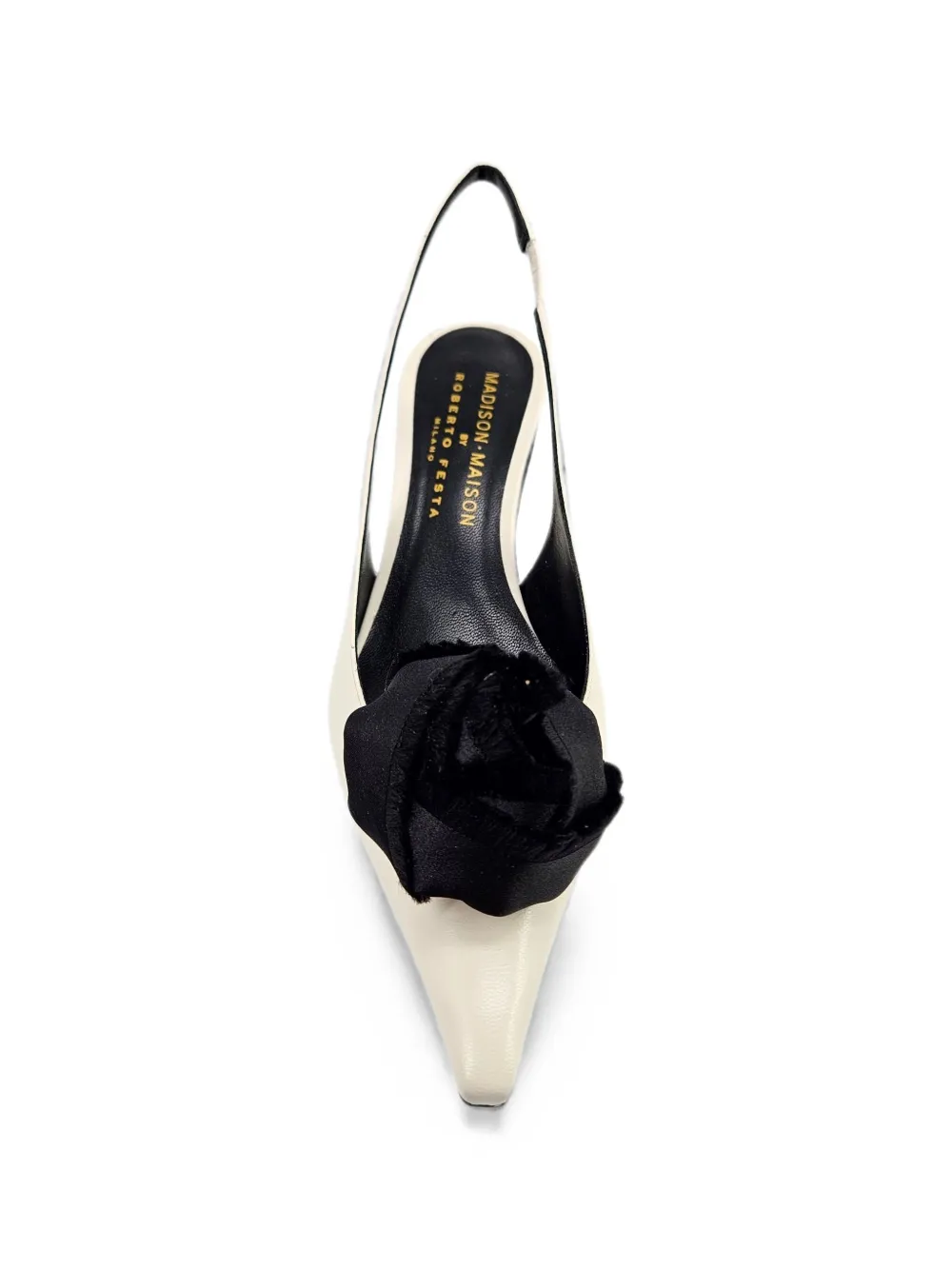 Madison.Maison Instinya leren slingback pumps verfraaid met bloemen Beige