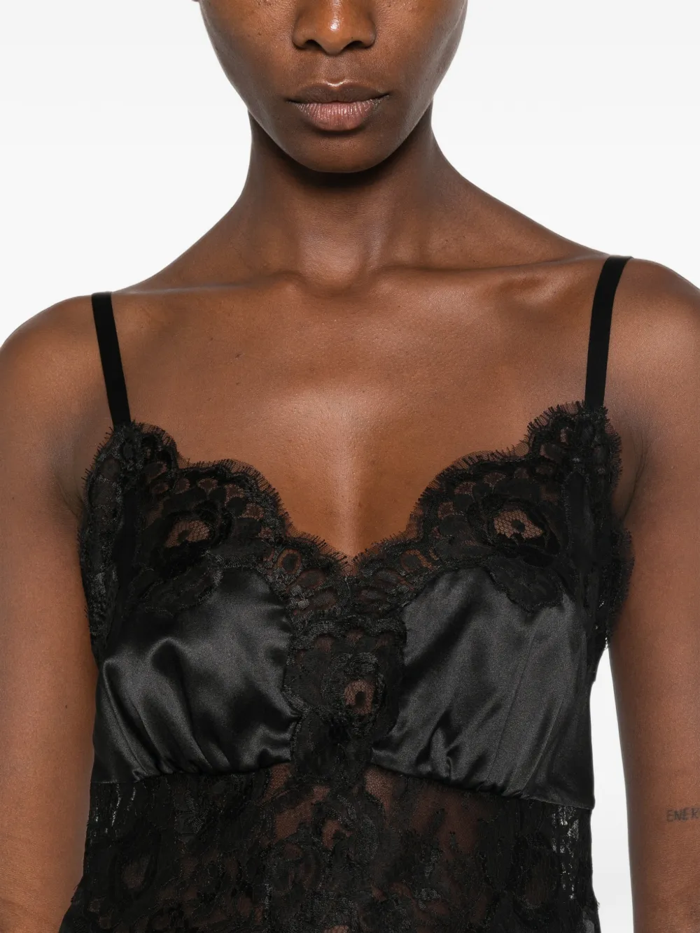 Dolce & Gabbana lace-trim satin top Zwart