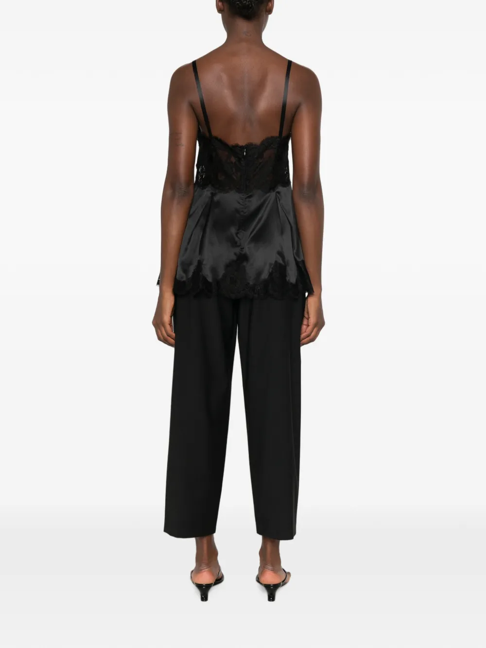 Dolce & Gabbana lace-trim satin top Zwart