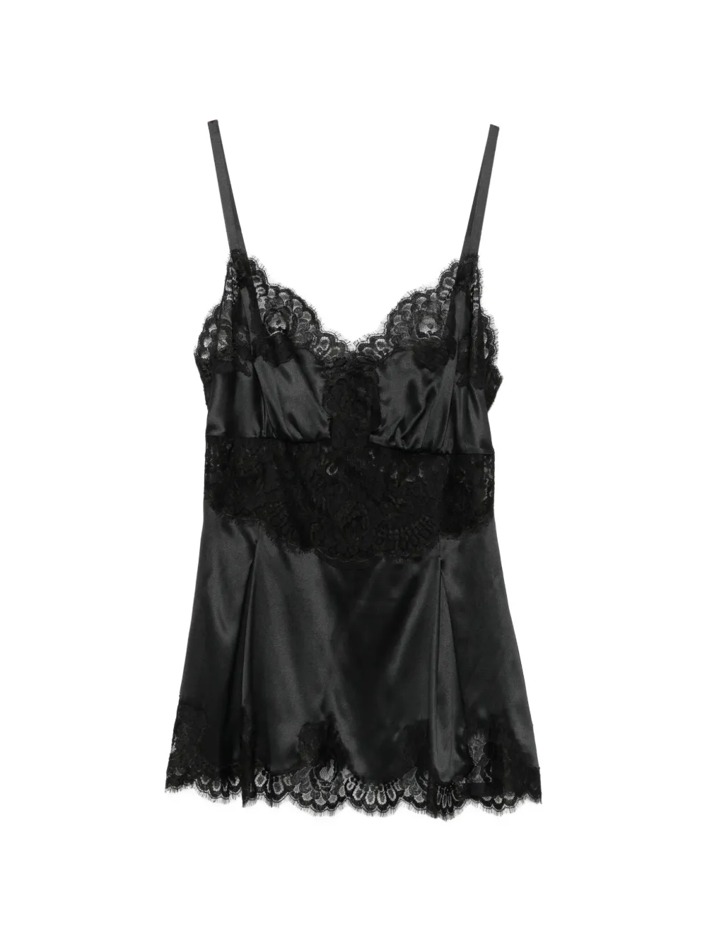 Dolce & Gabbana lace-trim satin top Zwart