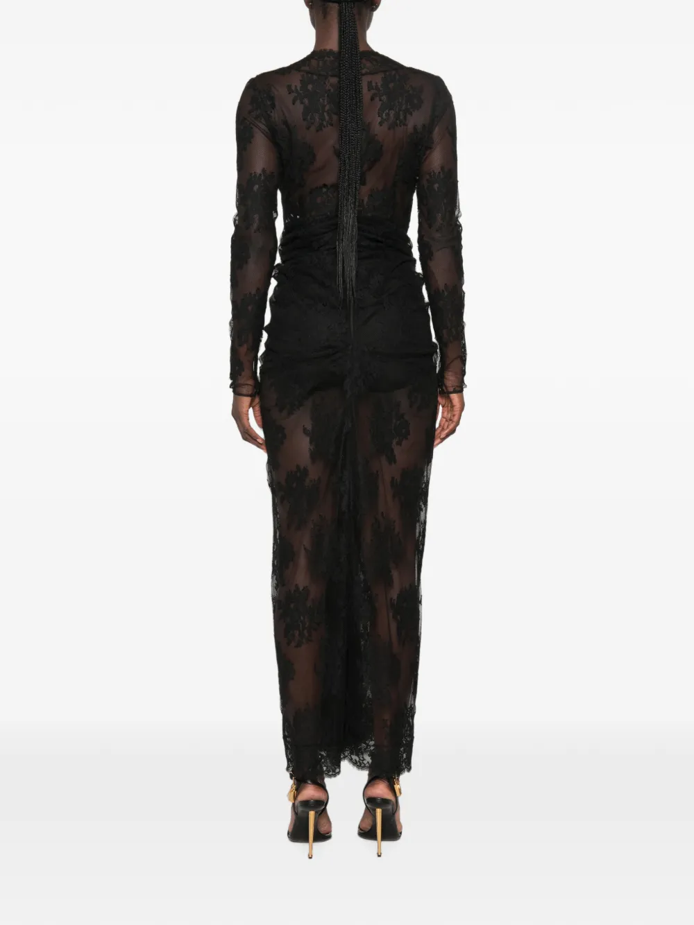 Dolce & Gabbana Jurk met bloemenkant en bloemapplicatie Zwart