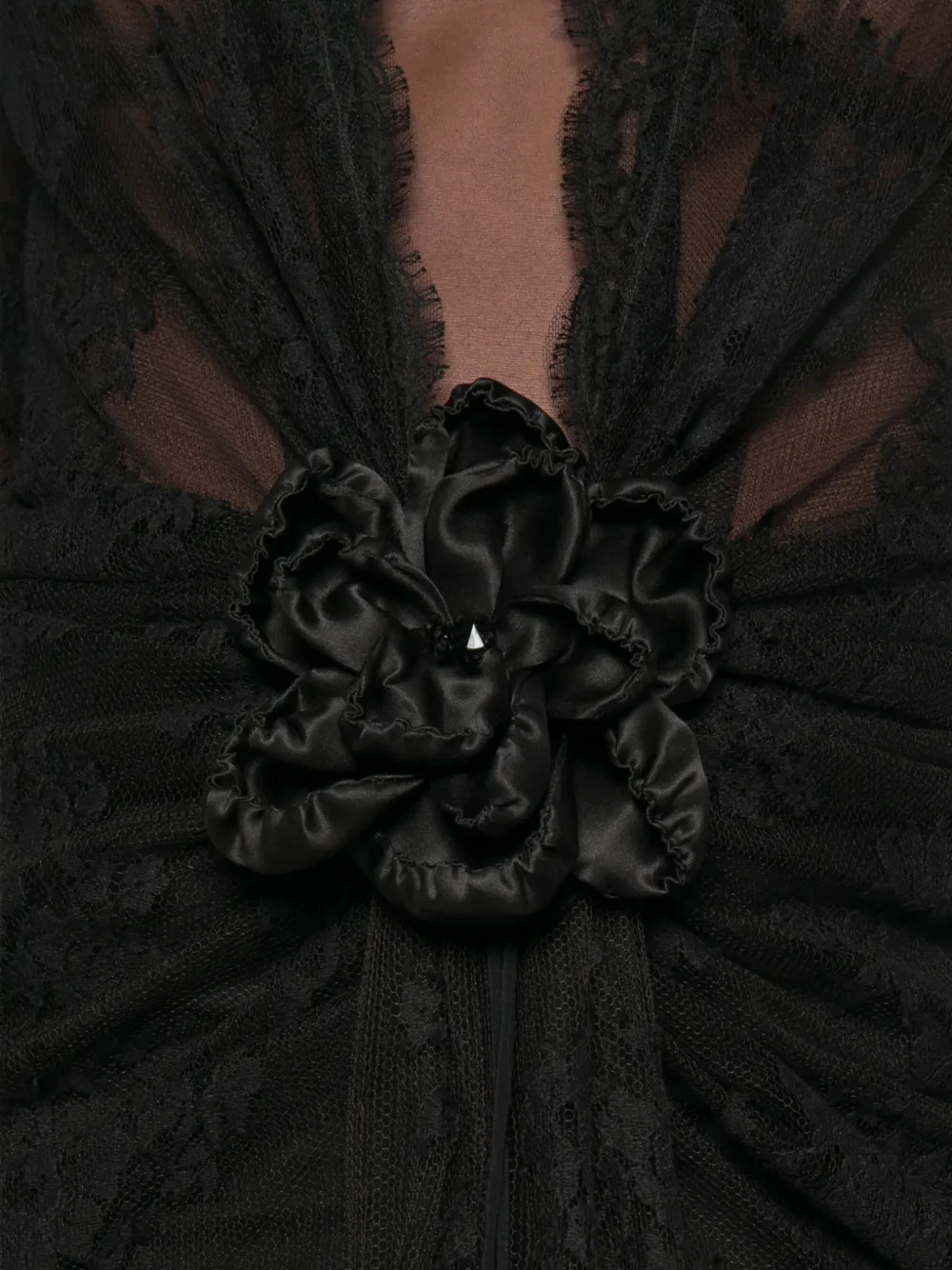 Dolce & Gabbana Jurk met bloemenkant en bloemapplicatie Zwart