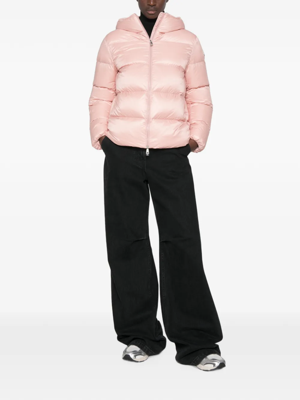 Moncler hooded padded jacket Roze