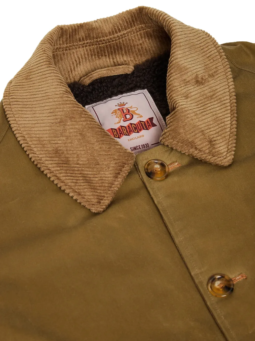 Baracuta Jack met ribfluwelen kraag en knopen Bruin