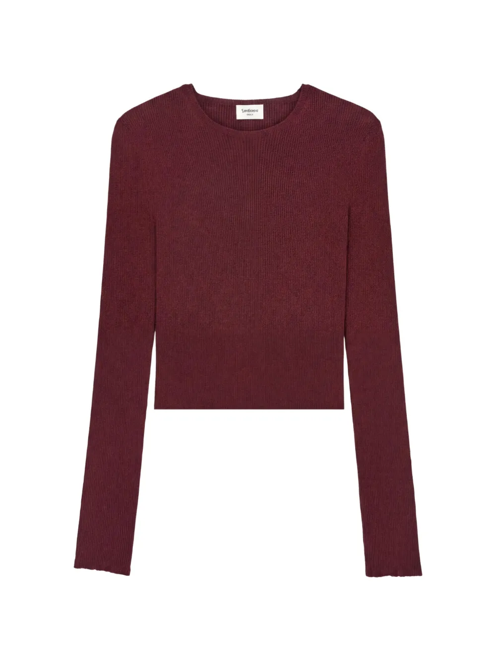 Saint Laurent crewneck top in ribbed cashmere, wool, and silk - Rot