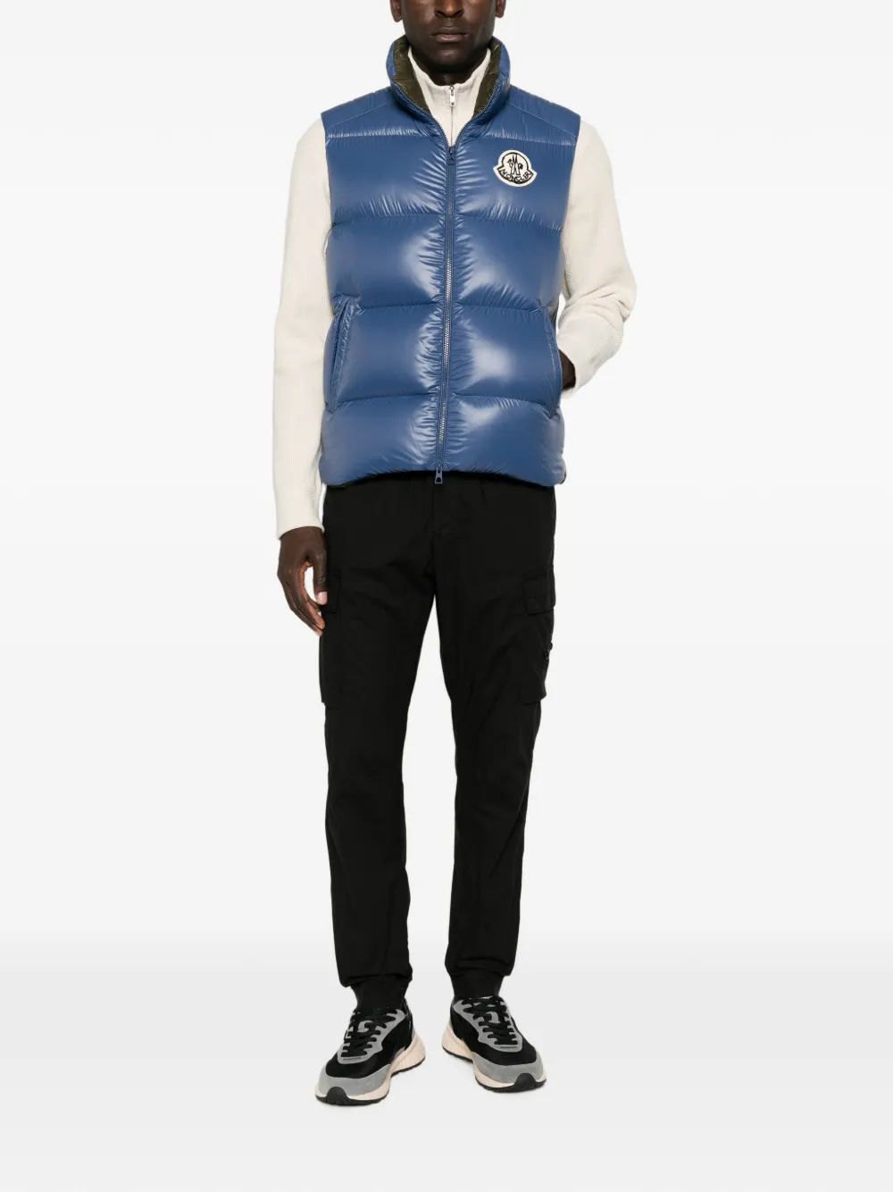 Moncler Belice gewatteerde bodywarmer met logo-patch Blauw