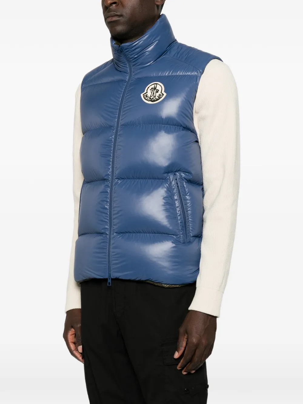 Moncler Belice gewatteerde bodywarmer met logo-patch Blauw