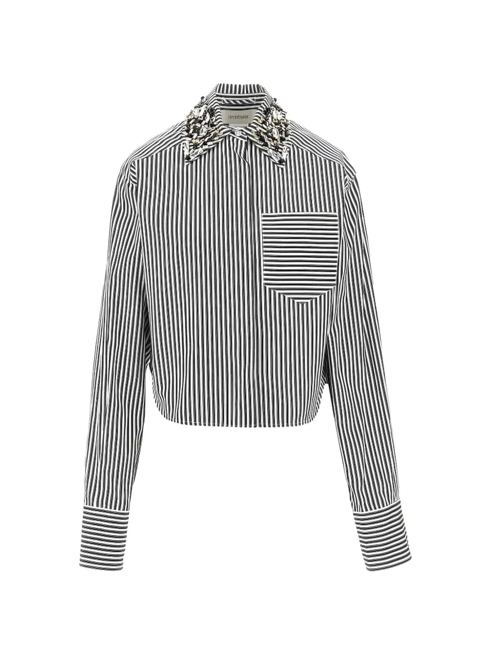 Sportmax embellished-collar striped shirt - Weiß