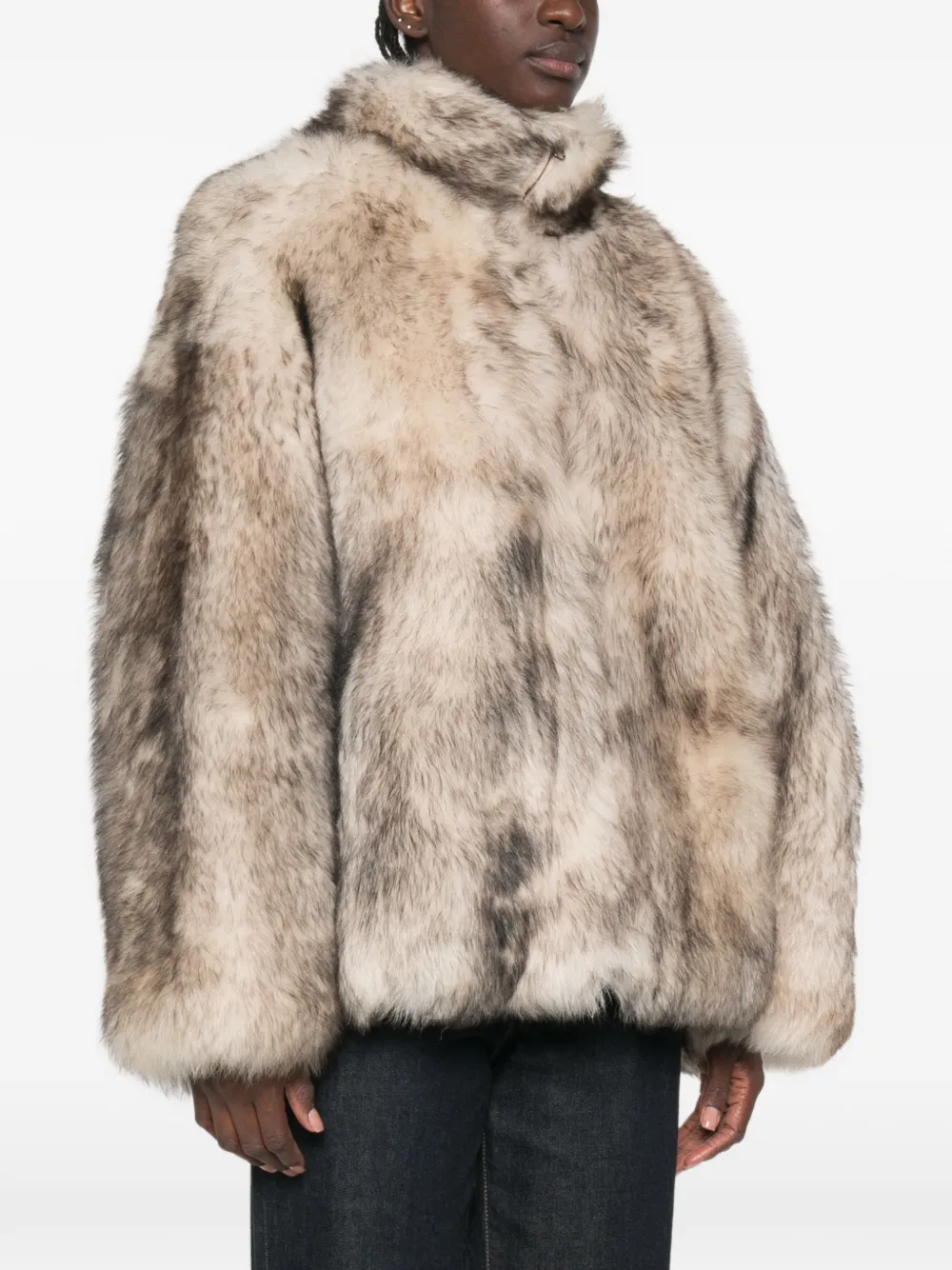 Salvatore Santoro Jas van imitatiebont Beige