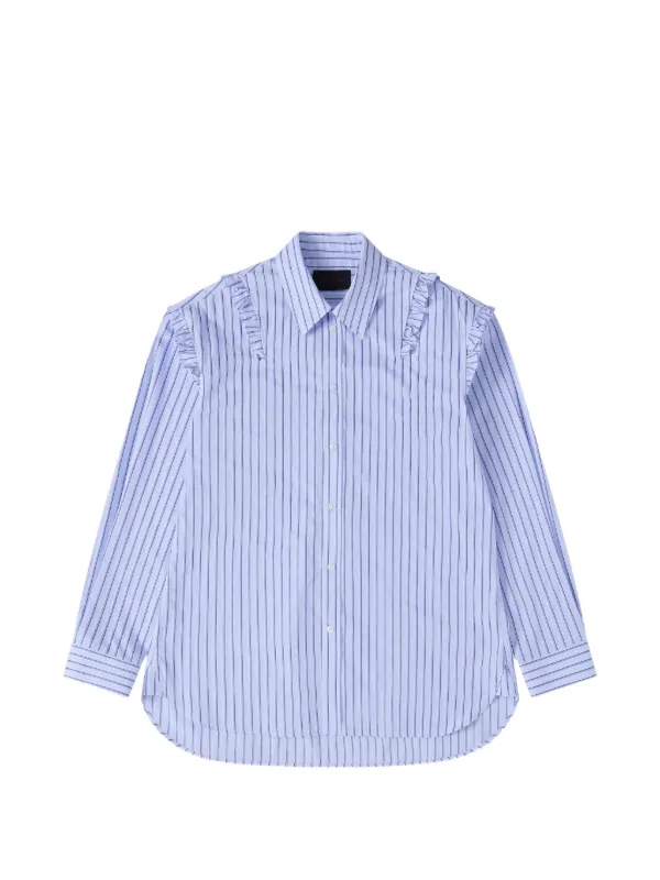 Simone Rocha Ruffle-trimmed Striped Shirt in Blue