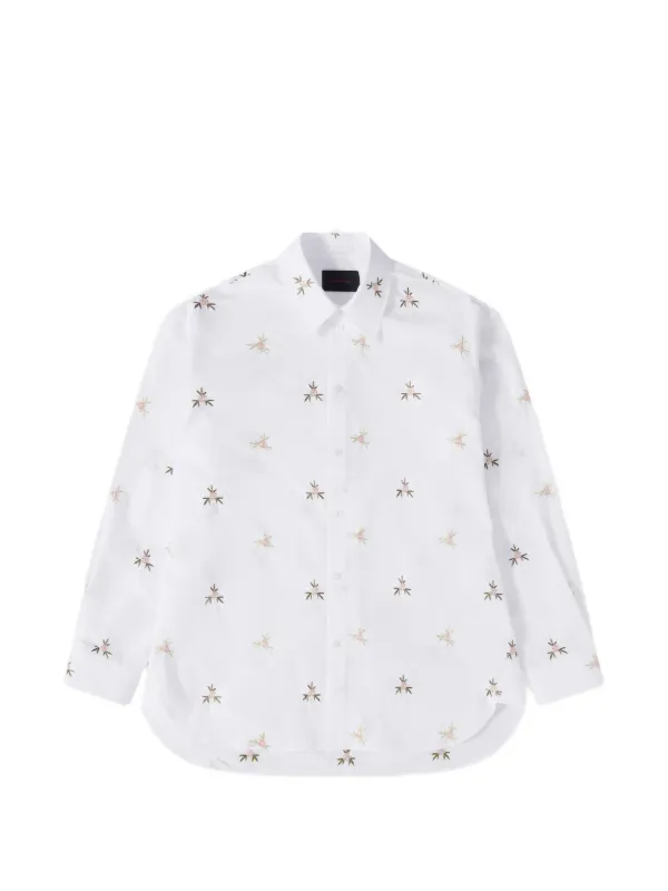Simone Rocha Floral-embroidered Cotton Shirt in White