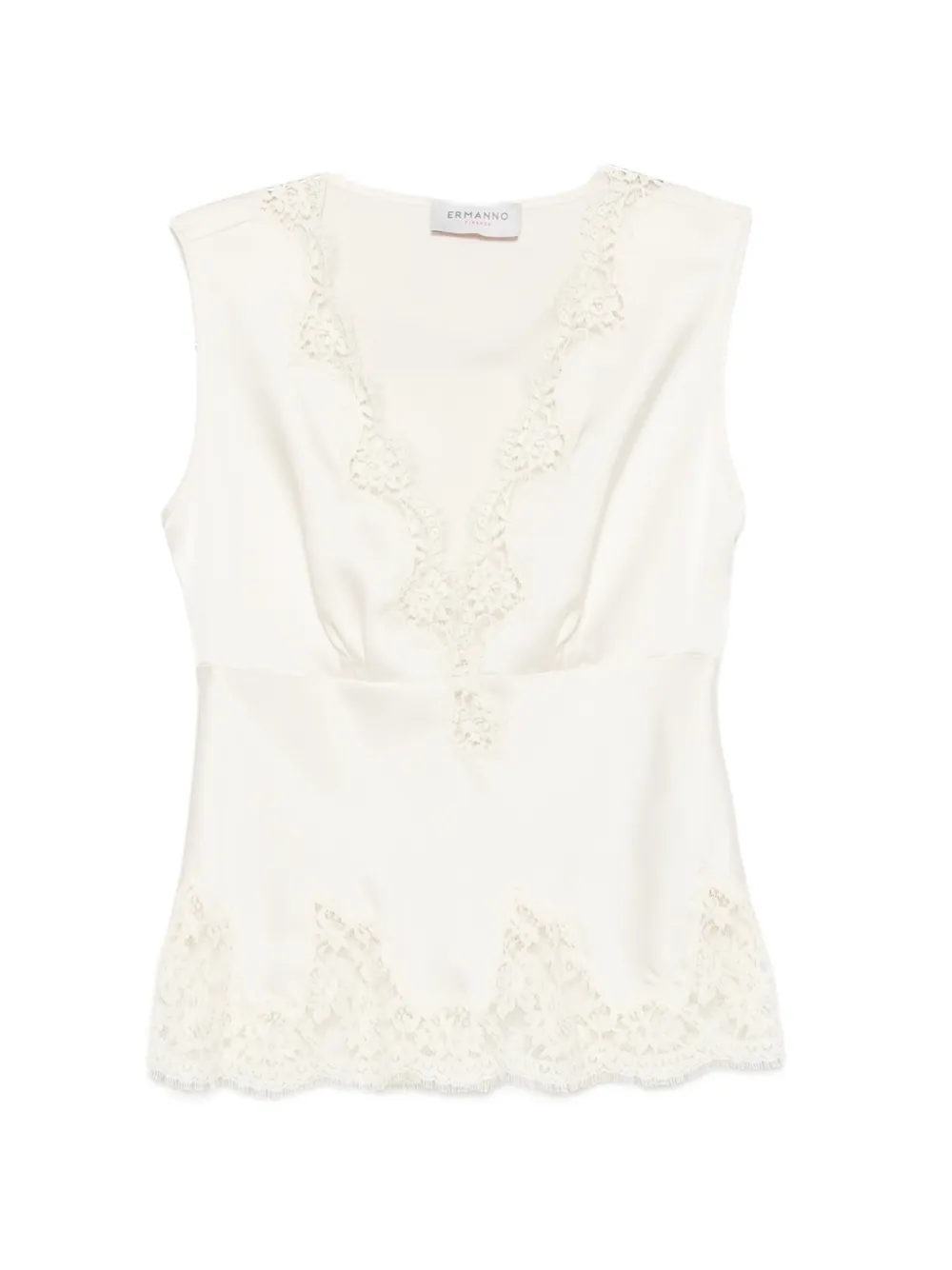ERMANNO FIRENZE lace-trim satin top - Toni neutri