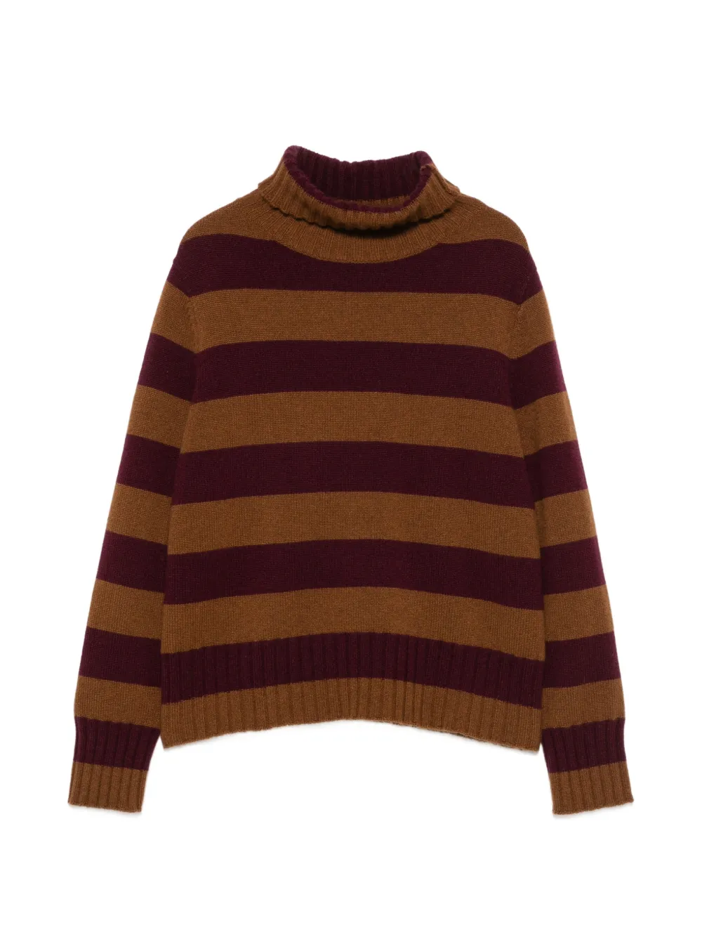 BeYou Maglione a righe con collo alto - Marrone